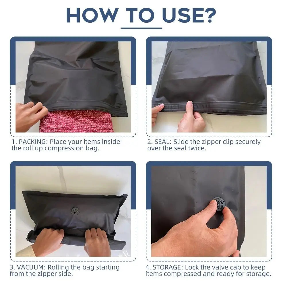 Hand Roll Vacuum Bags – Pack 50% More in Your Carry-On