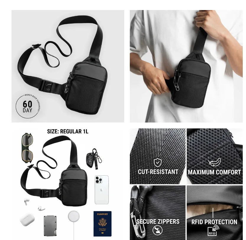 Anti-Theft Crossbody Bag – RFID Blocking Travel Bag for Men